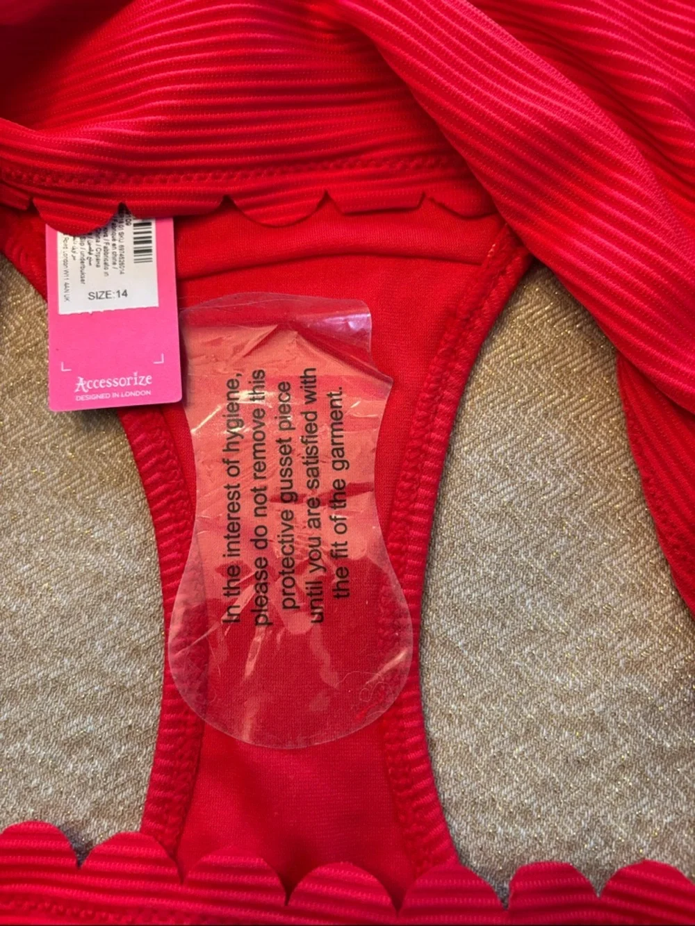 Accessorize Red Ribbed Bikini Bottom - Picture 3 of 4